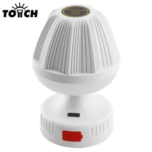 باژور رومیزی شارژی LED مدل LT-8179 با طراحی قارچی مدرن و مینیمال، نمایش کامل محصول با بدنه ABS باکیفیت و ابعاد جمع‌وجور 16×11×11 سانتی‌متر