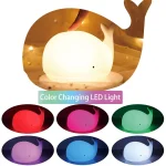 چراغ خواب فانتزی نهنگ با نور RGB چندرنگ