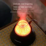 دستگاه بخور سرد مدل آتشفشان با مخزن ۲۵۰ میلی‌لیتری و نور RGB رنگ مشکی